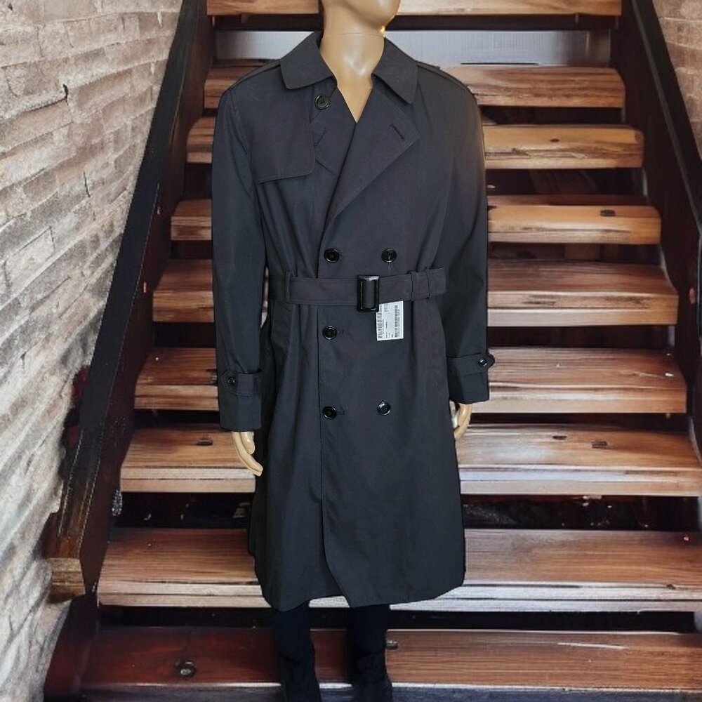 NWT GARRISON COLLECTION DLA ( 40R ) Mens Black Removeable Liner Trench Coat